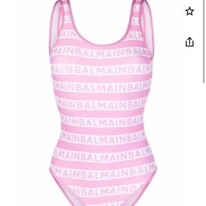 Balmain Logo Print Bathing Suit